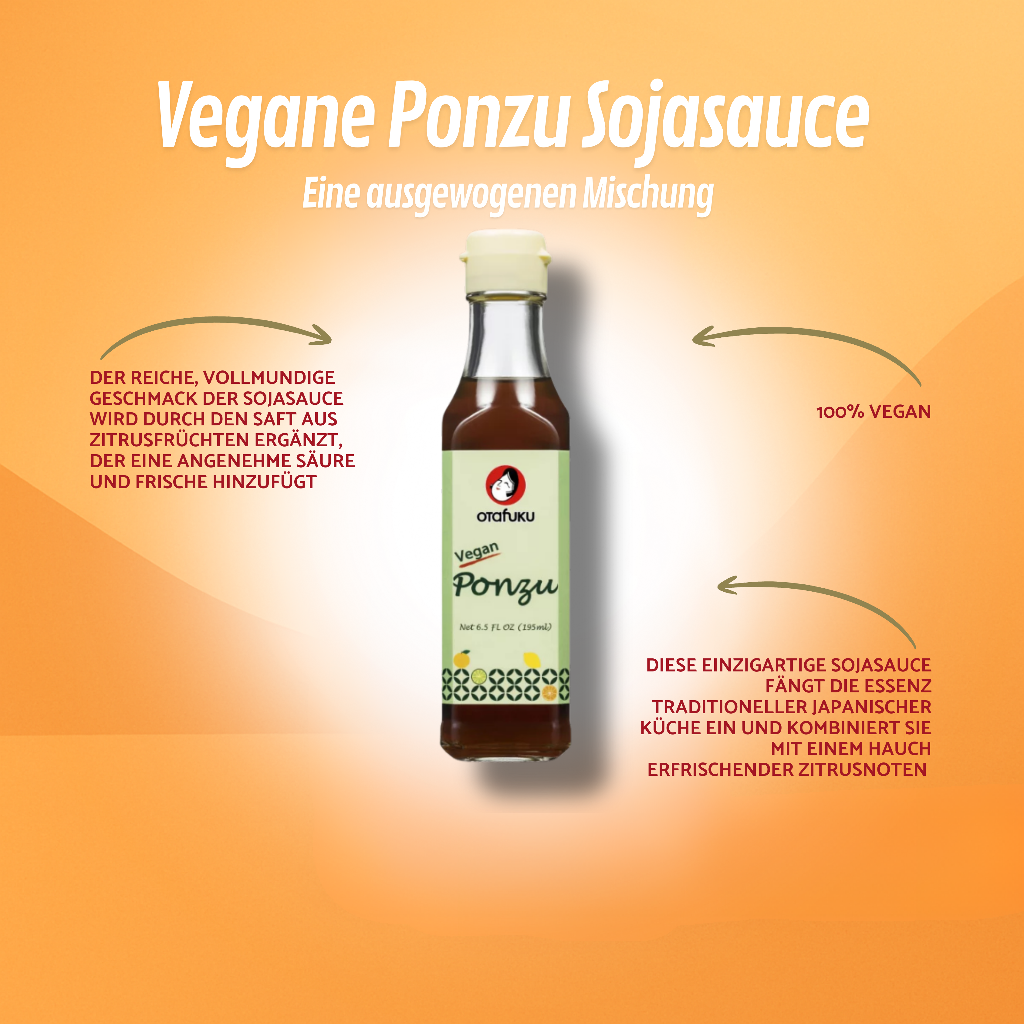 OTAFUKU Ponzu Würzsauce, Sojasauce, vegan, 195 ml